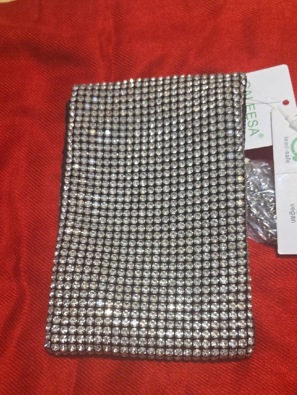 Crystal Rhinestone Phone Pouch – Silver - Picture 2 of 4